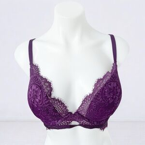 La SENZA Purple Lace Plunge Bra Sz 32F